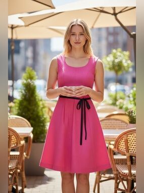 EVAN PICONE Black Label Pink Fit & Flare Dress Sz 4 Barbiecore Feminine Retro